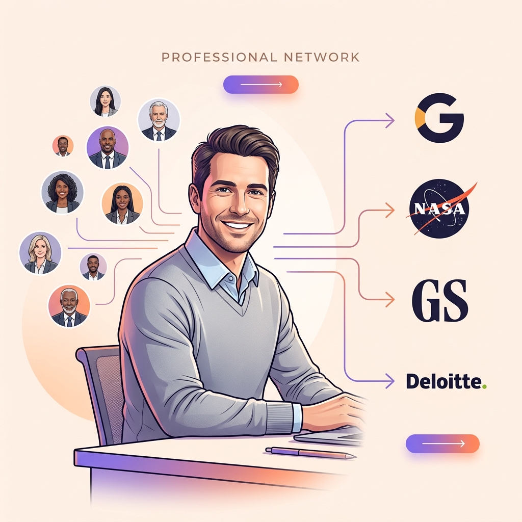 Person referring companies and talent